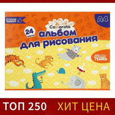 Альбом для рисования А4, 24 листа на скрепке обложка мелованный картон, внутренний блок офсет 100 г/?2 Calligrata