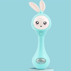 Музыкальная развивающая игрушка-погремушка Зайчик няня "Умный малыш", голубой Matreshka