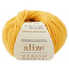 Пряжа Merino Royal Alize цвет 02 желтый шафран 50г 100м 1 моток