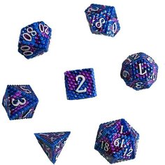 Набор металлических кубиков для настольных ролевых игр (Dungeons and Dragons, DnD, D&D, Pathfinder) - Сине-фиолетовый Crowd Games