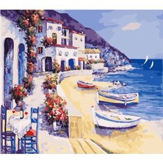 Картина по номерам Лодочный причал у кафе 40х50 см Hobby Home