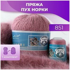 Пряжа Пух норки - 1 комплект (50 грамм, 350 м), цвет 851 Long Mink Wool