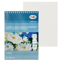 Альбом для акрила и гуаши А5, 30 листов, 180 г/м2, "Гамма. Студия", на гребне Нет бренда
