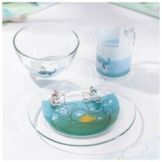 Набор детской посуды "Ловись большая и малая", 3 предмета: миска 450 мл, тарелка d-20 см, кружка Доляна