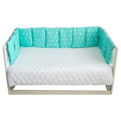 Бортики для детской кровати, цвет мятный со звездами Body Pillow