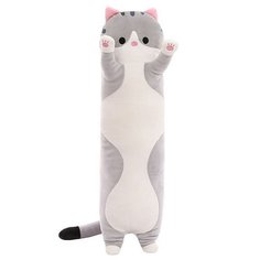 Мягкая Игрушка Кот Подушка Серый 50 см, Антистресс, Багет, Обнимашка Kidslandiya