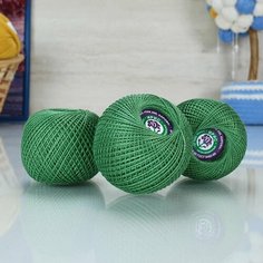 Пряжа ПНК им. С. М. Кирова Ирис набор 6 шт, зеленый - 4404, 100% мерсеризованный хлопок, 6 мотков, 25 г, 150 м.