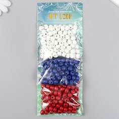 Набор бусины для творчества дерево "Патриот" d-0,8 см, 3 цвета х 20 гр Арт Узор