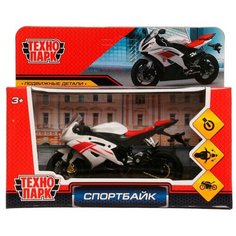 Модель металл Спортбайк 11см, (руль поворач, подвеска, подножка) в коробке Технопарк