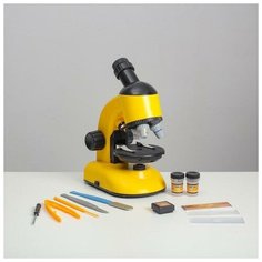 Микроскоп "Юный ученый" кратность до х1200, желтый, подсветка Нет бренда