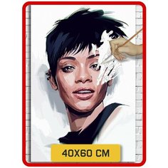 Картина по номерам на холсте музыка Рианна (Rihanna) - 8506 В 60x40