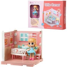 Игровой набор ABtoys Модульный домик (собери сам), 1 секция. Мини-кукла в столовой, в наборе с аксес