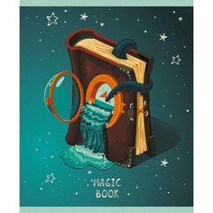 Тетрадь 48 листов в клетку на скрепе, Magic book, мелованный картон, глиттер лак, блок белый офсет 60г/м2 Listoff