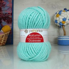Пряжа пехорка Осенняя (Пехорка), Голубая бирюза - 222, 25% шерсть, 75% акрил, 5 мотков, 200 г, 150 м.