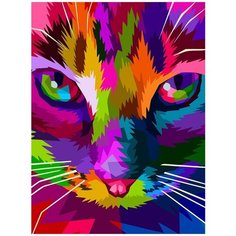 Картина по номерам на холсте Красочный Кот (Животные, МиМиМи) - 8061 В 30x40