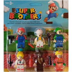 Марио набор 6 фигурок mario series конструктор Super Mario конструктор супер марио луиджи фигурка принцесса пич тоад йоши игрушка