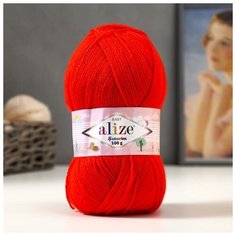 Пряжа "Sekerim Bebe" 100% акрил 320м/100гр (56 красный)./В упаковке шт: 1 Alize