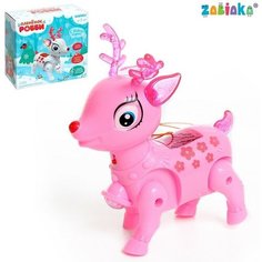 ZABIAKA Интерактивная игрушка «Оленёнок Робби», звук, свет, цвет розовый