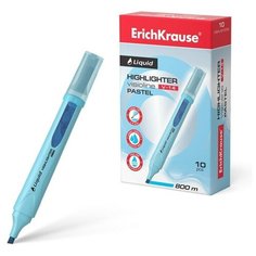 Маркер текстовыделитель ErichKrause Liquid Visioline V-14 Pastel, 0.6-4.0 мм, жидкие чернила на водной основе, голубой