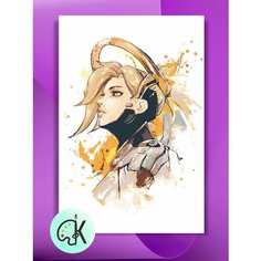 Картина по номерам на холсте Overwatch - Ангел в профиль, 40 х 50 см КУЛЬТУРА ЦВЕТА