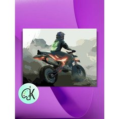 Картина по номерам на холсте Мотоциклист арт 2, 40 х 50 см КУЛЬТУРА ЦВЕТА