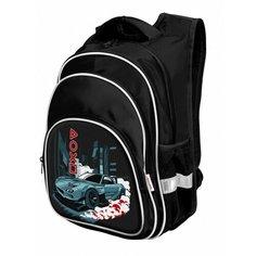 Рюкзак школьный Creativiki Гонки 20л, Черный 38х29х18, 2 отделения, молния, для мальчиков