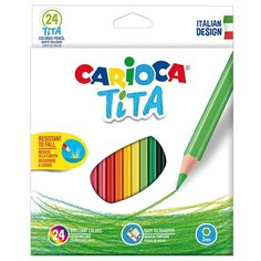 Карандаши цветные 24 цвета Carioca Tita (L=174мм, D=7.4мм, d=3мм, 6гр, пластик) картонная упаковка (42794), 6 уп.
