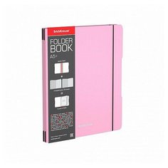 Тетрадь общая ученическая в съемной пластиковой обложке ErichKrause® FolderBook Pastel, розовый, А5+, 48 листов, клетка 51393
