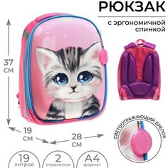 Рюкзак каркасный школьный, 37 х 28 х 19 см, Calligrata К "Котик"