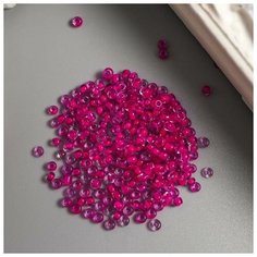 Бисер , размер №11, 20 грамм ( цикламен/прозр, с цвет, центром) , для рукоделия, плетения, вышивания Нет бренда