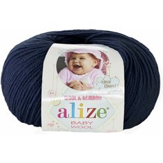 Пряжа Alize Baby Wool тёмно-синий (58), 40%шерсть/20%бамбук/40%акрил, 175м, 50г, 3шт