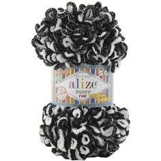 Пряжа Alize Puffy fine чернобурка (868), 100%микрополиэстер, 14,5м, 100г, 5шт