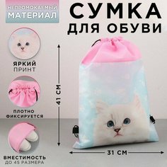 Сумка для обуви «Мысли кота», нетканное полотно, размер 41х31 см ТероПром