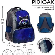 Рюкзак школьный, 37 х 26 х 13 см, эргономичная спинка, Calligrata ОРТ "Енотик"