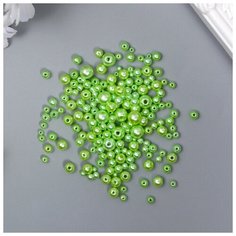 Бусины для творчества пластик "Круглые. Фисташка" d=3-8 мм, набор 10 гр