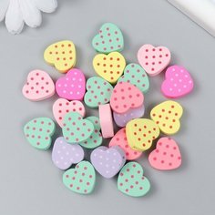 Бусины для творчества дерево "Сердечки в горох" набор 20 гр 1,8х1,8 см Арт Узор