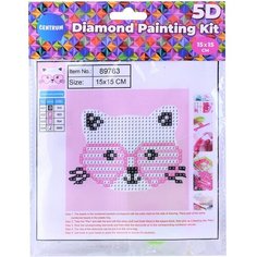 Алмазная мозаика "Кошка в розовых очках" 15*15 см (частичное заполнение) Centrum