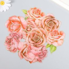 Наклейки для творчества "Розовые розы" набор 10 шт 0,2х8,5х13,3 см 9403404 Сима ленд