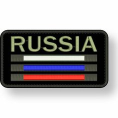 Нашивка флаг россии спички с надписью RUSSIA на липучке, шеврон тактический на одежду, цвет #08, 75*40 мм. Патч полевой с вышивкой Shevronpogon, РФ