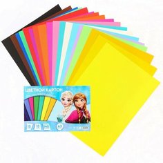 Disney Картон цветной, 18 листов, 18 цветов, 140 грамм/м2, А3, Холодное сердце