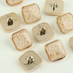 Пуговицы для рукоделия на ножке, 15 х 15 мм, 10 шт, цвет бежевый/золотой Нет бренда