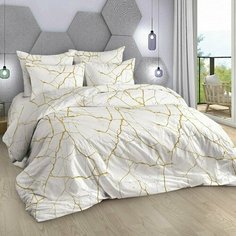 Ткань для постельного белья поплин "Белый мрамор" ширина 220 см, длина 100 см Нет бренда