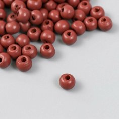 Бусины для творчества дерево Ржавый коричневый d-0,8 см, набор 20 гр Китай