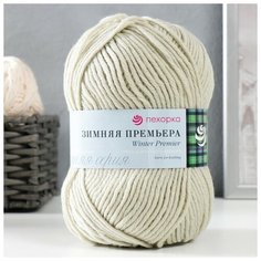 Пряжа "Зимняя премьера" 50%меринос. шерсть, 50% акрил объёмный 150м/100гр (43-Суровый лен) Пехорка