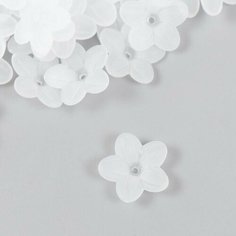 Бусины для творчества пластик "Цветок белый матовый" набор 40 шт 2х3 см Made in China