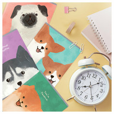 Комплект 10 шт, Тетрадь 48л, клетка MESHU "Funny dogs", матовая ламинация, микро sandy-touch лак