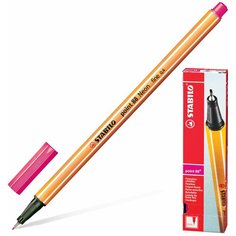 Ручка капиллярная (линер) STABILO "Point 88", неоновая розовая, корпус оранжевый, линия письма 0,4 мм, 88/056