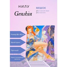 Мешок, сумка для сменной обуви и одежды Аниме Нилу Геншин, для мальчика и для девочки, размер 42х32 см Без Бренда