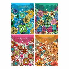 Папка-конверт на кнопке формат А4 180мкр микс вертикальная Цветы Calligrata