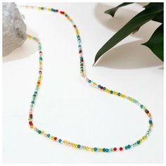 Бусы шар № 2 гранёный "Шпинель", цветной в золоте, 45см с удлинителем 5см Noname